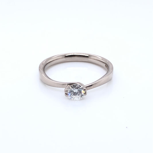 18ct White Gold Diamond 0.40ct  Contemporary Solitaire Ring