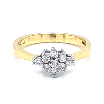 18ct Gold 0.33ct Diamond Boat Cluster Ring Z7/4