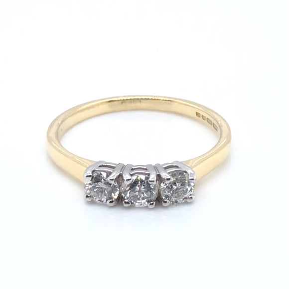 18ct Gold Diamond 0.60ct Trilogy Ring
