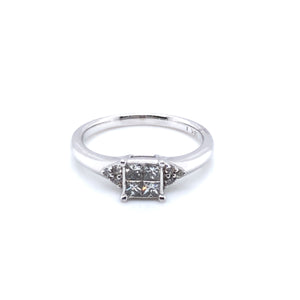 18ct White Gold Princess-Cut Diamond 0.38ct  Engagement Ring