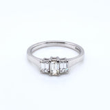 18ct White Gold Emerald-cut Diamond Trilogy 0.85ct Ring
